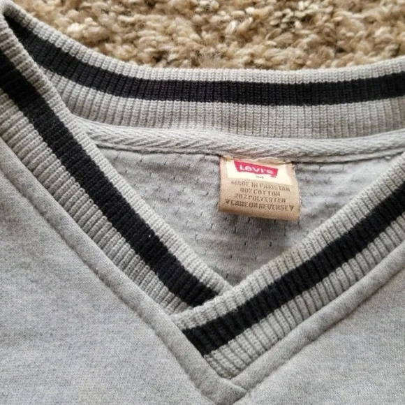 Levi's Jeanswear Classic Men's Gray V Neck Sweater Size Medium - Picture 4 of 10